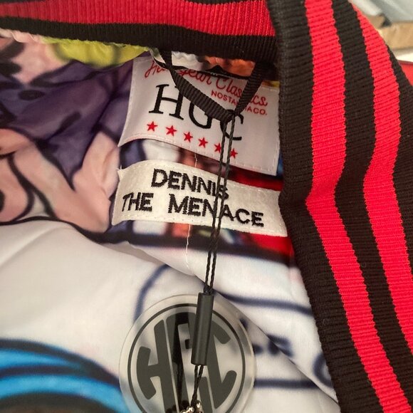 Dennis The Menace Satin Bomber Jacket Mens Med Headgear Classics Satin Retro - Picture 6 of 13